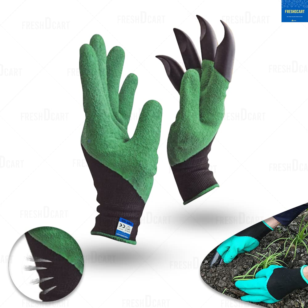BIGCATCH Cotton Gloves With Latex Coating & Nails, For Garden & Farming