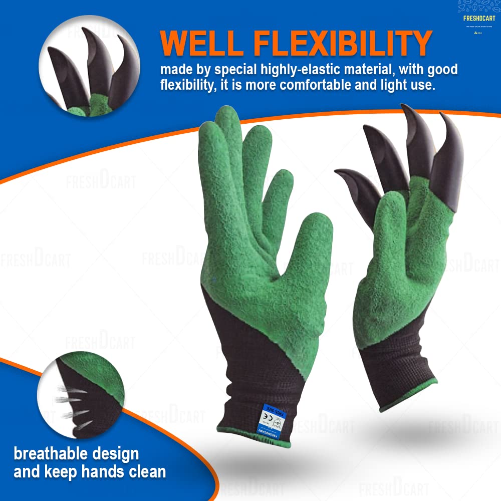 BIGCATCH Cotton Gloves With Latex Coating & Nails, For Garden & Farming