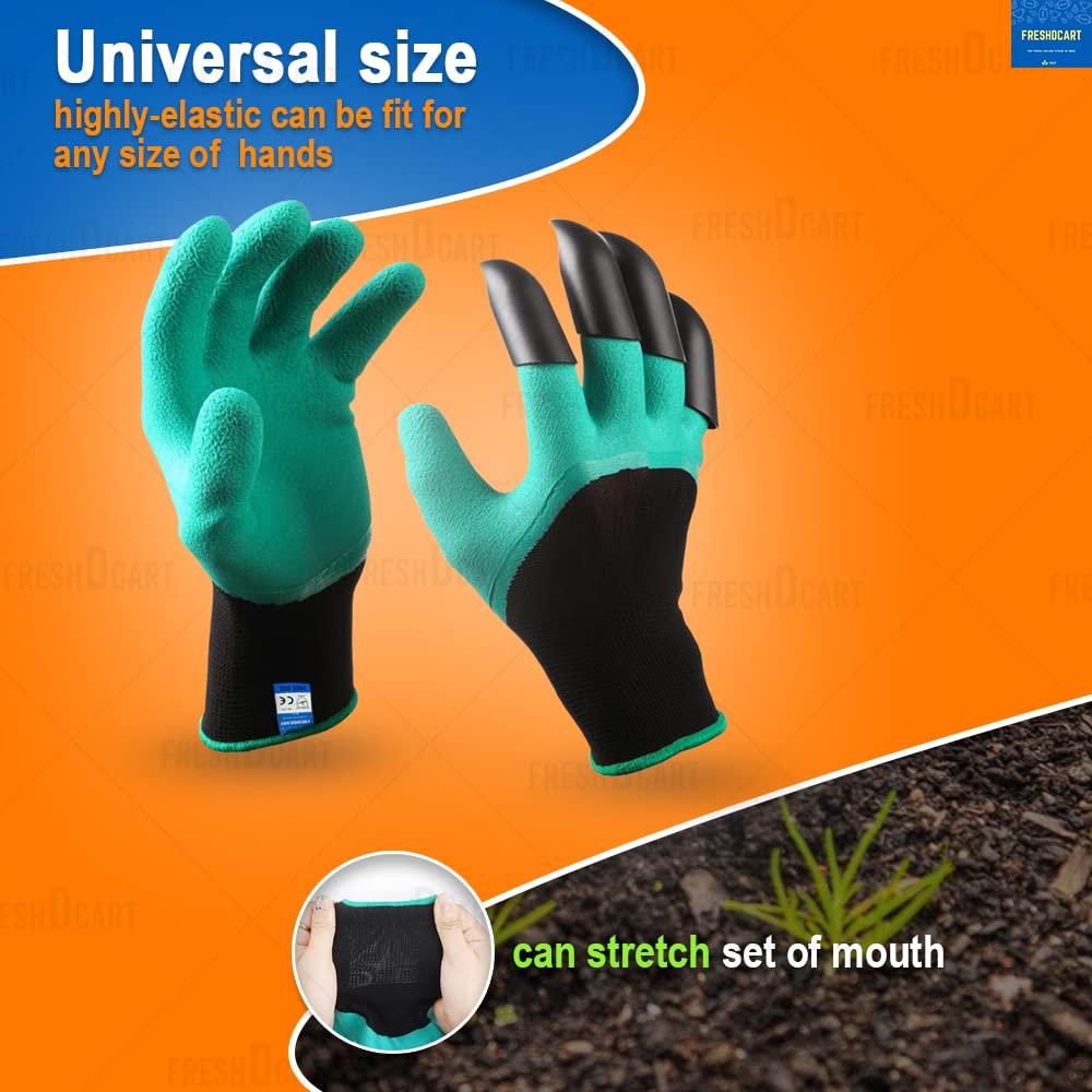 BIGCATCH Cotton Gloves With Latex Coating & Nails, For Garden & Farming