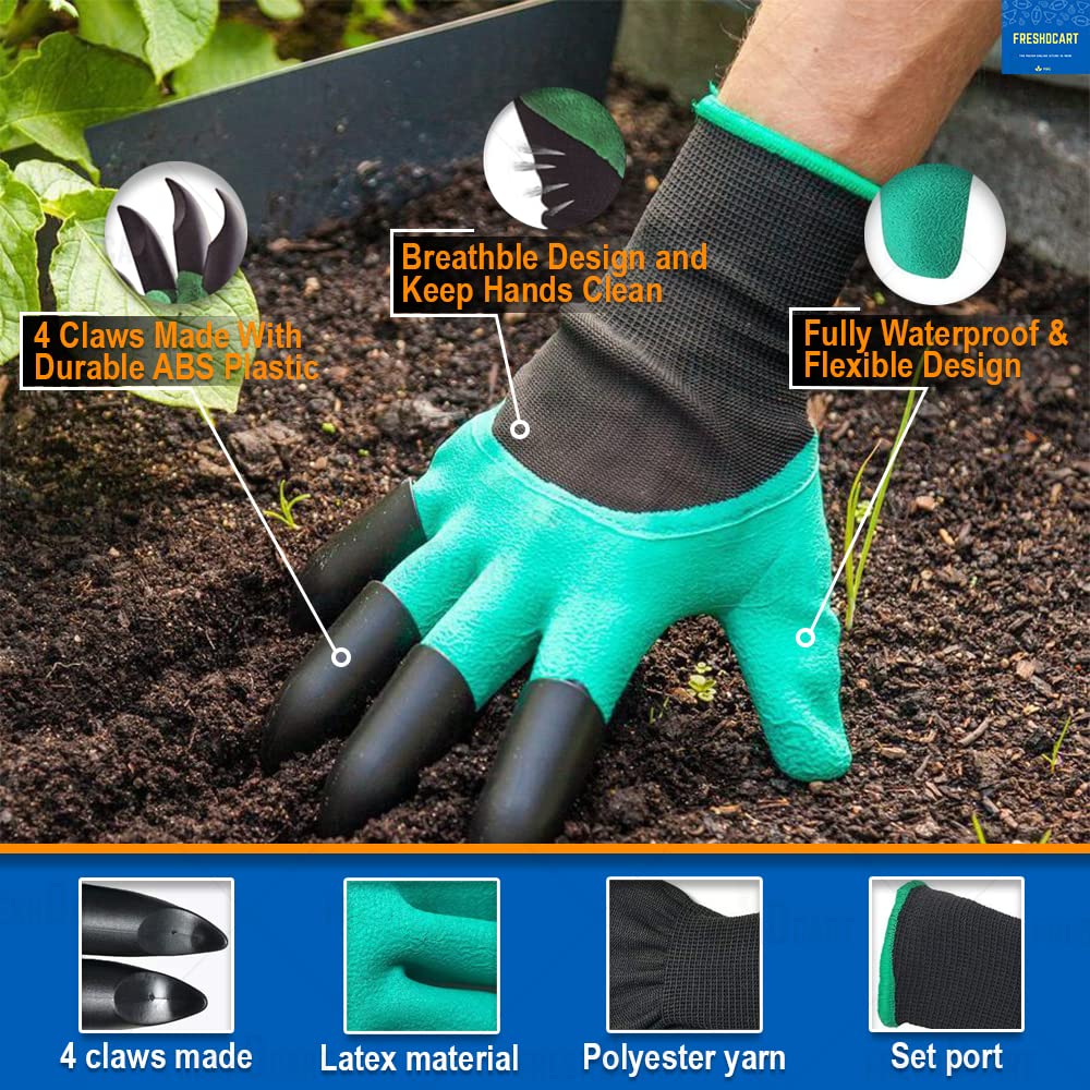 BIGCATCH Cotton Gloves With Latex Coating & Nails, For Garden & Farming