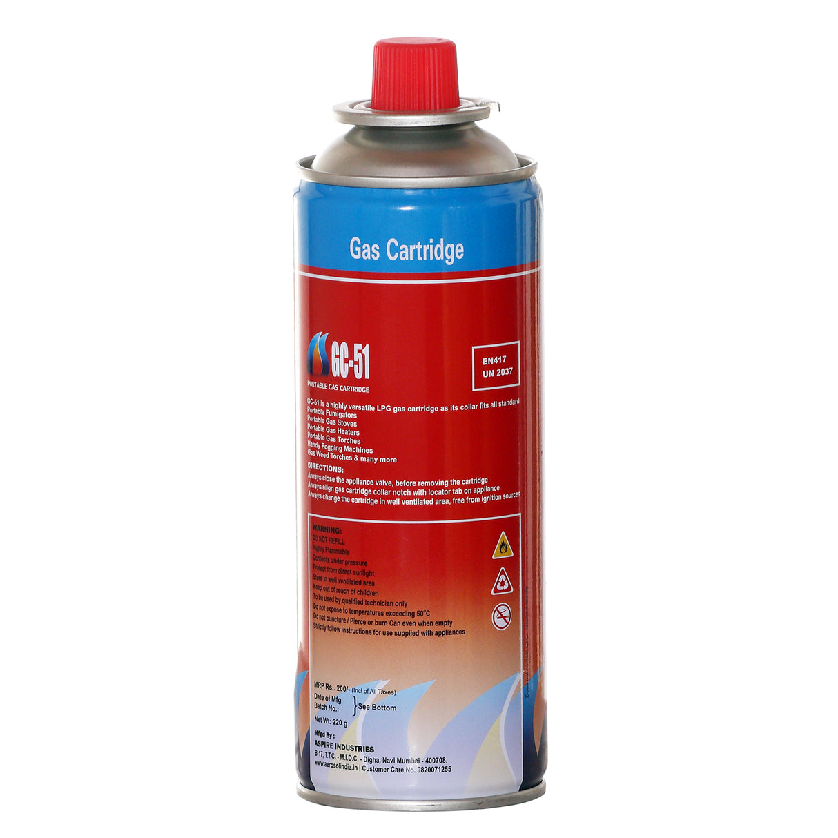 علبة غاز البوتان GC51، علبة تحتوي على 25 قطعة لجهاز الضباب الحراري الصغير والتخييم في الهواء الطلق لموقد الغاز المحمول