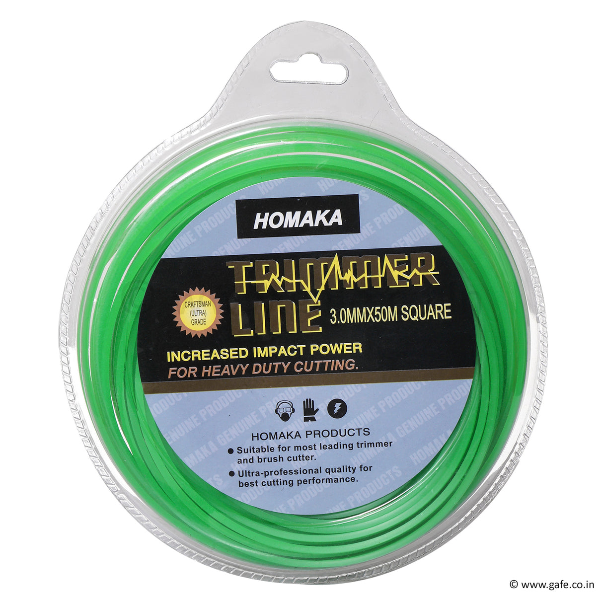 BIGCUT Homika Heavy Duty Brush Cutter Trimmer Line 50 MTR, 3MM, Green, Square For Honda, China, KisanKraft Brush Cutter