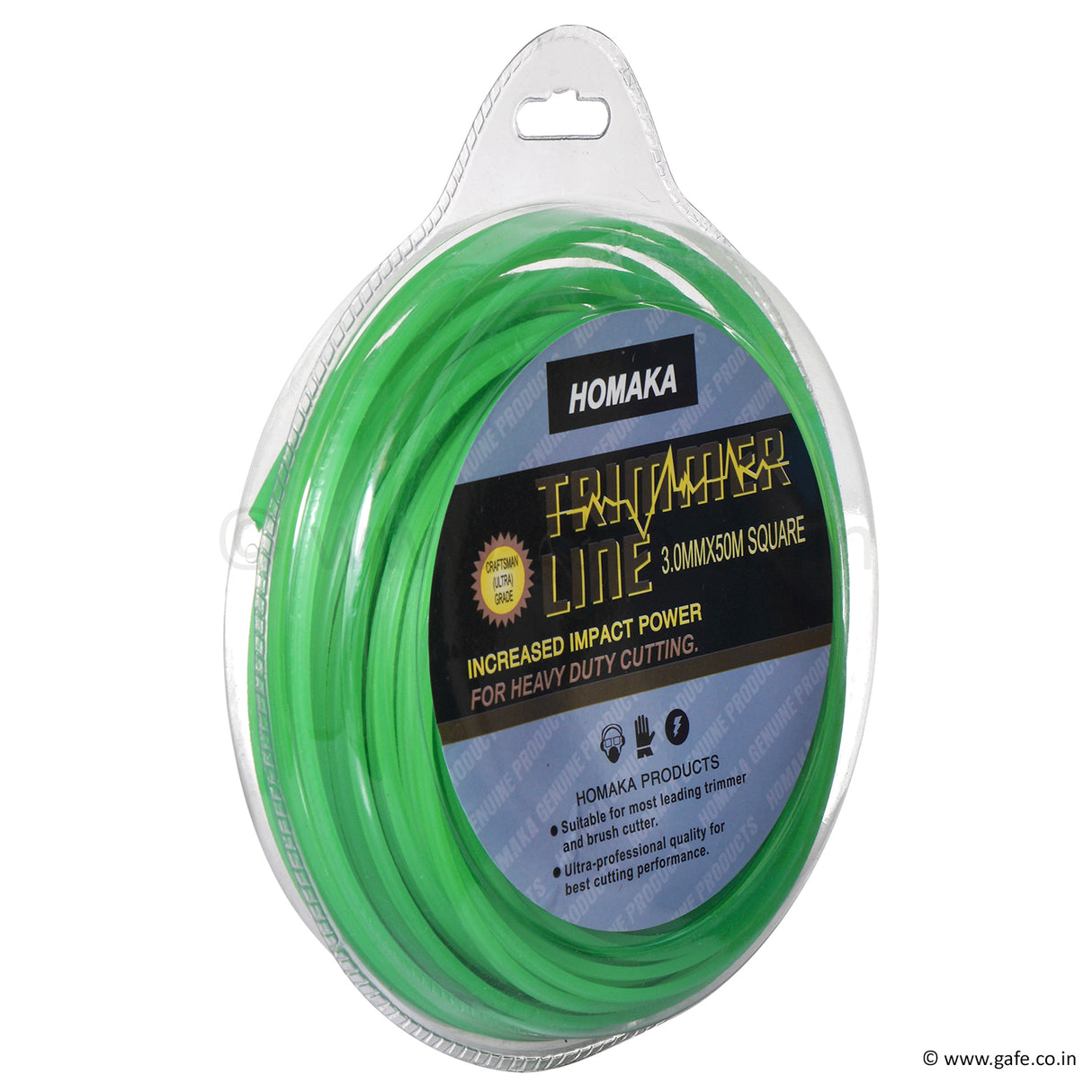 BIGCUT Homika Heavy Duty Brush Cutter Trimmer Line 50 MTR, 3MM, Green, Square For Honda, China, KisanKraft Brush Cutter