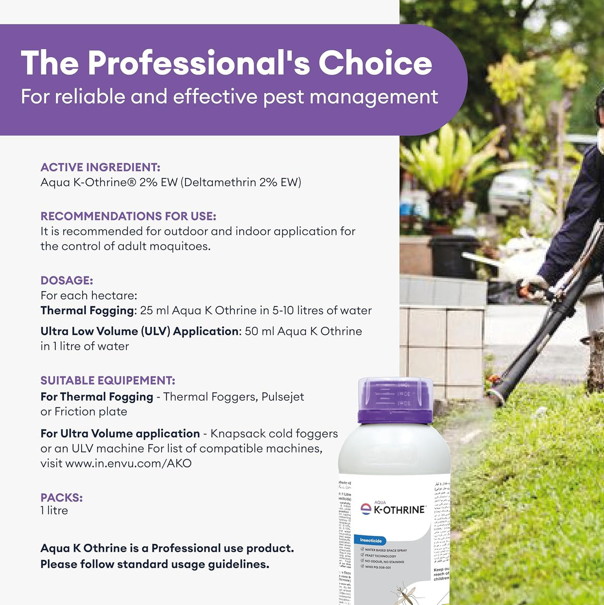 Envu Aqua K Othrine (1L) | Water-based Mosquito Fogging | Advanced Technology for Mosquito Control